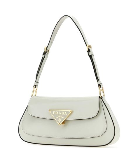 Prada White Leather Shoulder Bag | italist Designer Shoulder Bags For Women, Prada White Bag, White Luxury Bag, Prada Sling Bag, White Prada Bag, Prada Bag Aesthetic, Prada Clothes, Prada Purse, Luxury Shoulder Bags