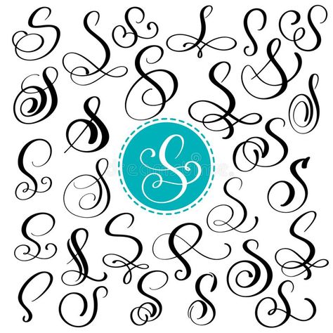 Vector Flourish, Ss Monogram, Cursive S, Logo Packaging Design, Flourish Calligraphy, Calligraphy Script Fonts, Cursive Alphabet, Handwriting Alphabet, Hand Lettering Fonts