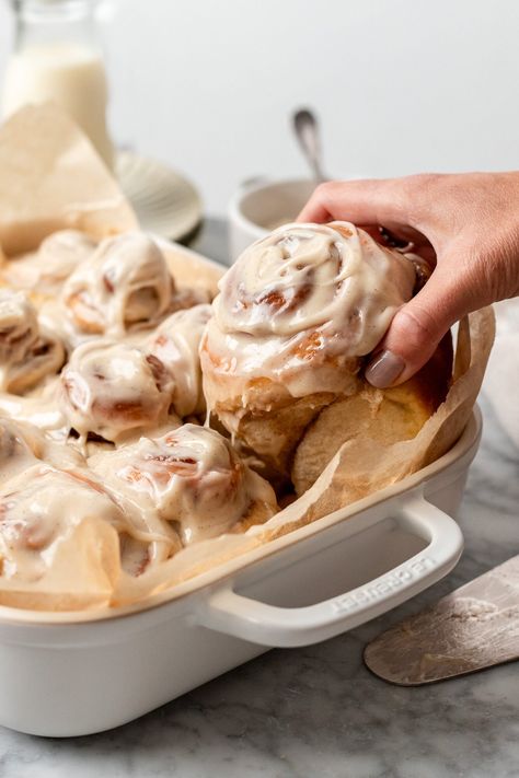 These vegan cinnamon rolls are honestly the best cinnamon rolls you will ever make- even non-vegans love them! Entirely dairy free and egg free, no one will suspect that these classic soft and sweet homemade cinnamon rolls are vegan. Our favorite Christmas morning breakfast or holiday treat, especially with an overnight option!! #vegan #cinnamonrolls #easy Vegan Cinnamon Rolls Recipe, Healthy Vegan Cinnamon Rolls, Dairy Free Icing For Cinnamon Rolls, Gluten And Dairy Free Cinnamon Rolls, Vegan Chocolate Cinnamon Rolls, Vegan Cinnamon Roll Cake, Vegan Protein Cinnamon Rolls, Vegan Apple Cinnamon Rolls, Cinnamon Rolls Eggless