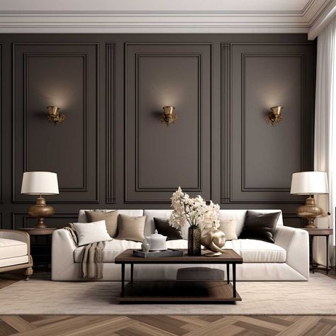 Living Room Panelling, Home Design Living Room, Elegant Living Room, Living Room Spaces, Elegant Living, Decor Home Living Room, Design Living Room, A Living Room, Formal Living Rooms