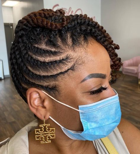 Protective Two-Tone Short Twists Natural Hair Flat Twist, Flat Twist Styles, Thick Natural Hair, Flat Twist Hairstyles, Twist Updo, Short Twists, Flat Twist Updo, Twisted Hair, Natural Hair Stylists