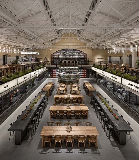 Food Court Design, Architecture Industrial, Marble Bar, Industrial Architecture, Lan Can, Hall Design, Food Hall, Food Court, Interior Architect