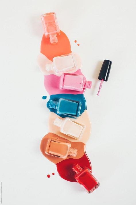 Empty nail polish bottles