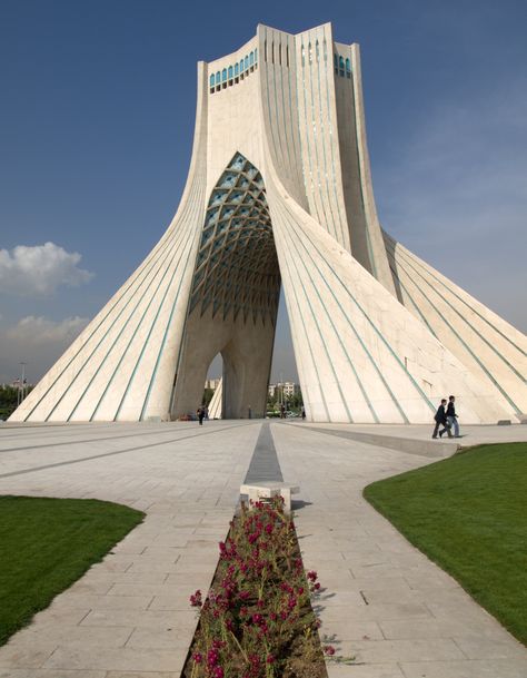 Azadi Tower (translated as "Freedom Tower"), gateway to the Iranian capitol of Tehran, built in 1971 Azadi Tower Tehran, Age Furniture, Azadi Tower, Space Age Furniture, Freedom Tower, Astronaut Wallpaper, Tehran Iran, Persian Pattern, Tehran