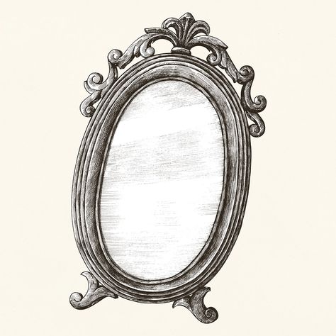 Hand drawn mirror isolated on background | premium image by rawpixel.com Medieval Mirror, Mirror Drawing, Mirror Illustration, Mirror Drawings, Drawing Room Interior Design, Free Illustration Images, Old Mirror, Broken Mirror, Mirror Vintage