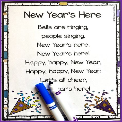 New years poem and crafts for toddlers, preschoolers, and kindergarten kids #newyears #craftsforkids #crafts #newyear New Year Poems For Kids, New Year Songs For Kids, New Years Poem, New Years Crafts For Toddlers, New Years Crafts, Happy New Year Poem, Poetry Notebook, Poem For Kids, New Year Poem