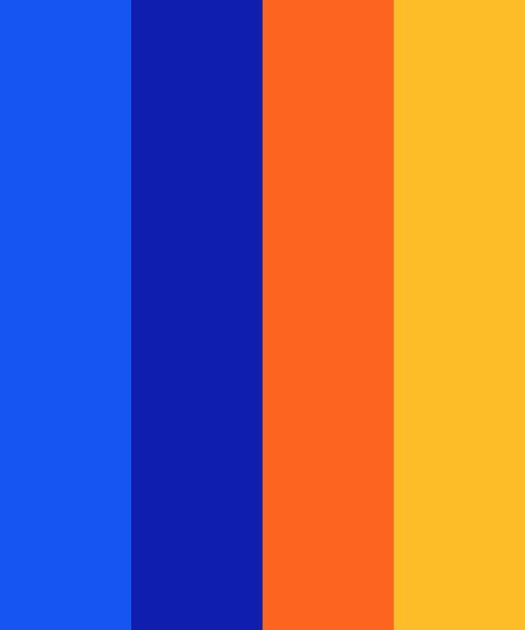 Blue-Orange Feelings Color Palette Colors That Go With Bright Orange, Orange And Blue Color Pallet, Blue Orange Pallete, Electric Blue Color Palette Colour Schemes, Cobalt Blue Orange Color Palette, Blue And Orange Pallet, Neon Orange Palette, Blue Orange Red Color Palette, Color Palette Orange And Blue