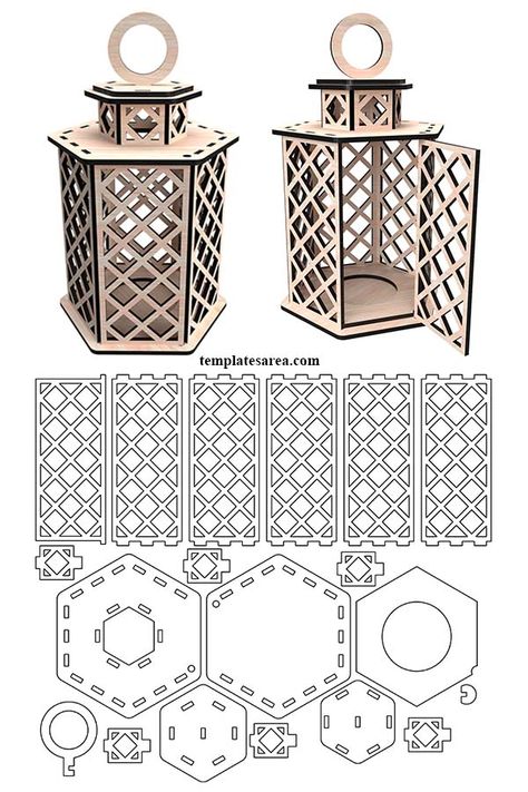 Dxf Files Free Download Cnc, Decorative Lanterns Indoor, Diy Wooden Lantern, Laser Cut Lamps, Lantern Template, 3d Templates, Geometric Lantern, Wooden Lantern, Laser Cut Wood Crafts