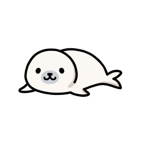 Cute seal Cute Water Animals Drawings, Cute Animal Outlines, Cute Seal Art, Seal Drawing Cute, Drawing Ideas Cute Animals, Cute Animals Drawings Easy, Easy Drawings Animals, Animal Cartoon Drawings, Cute Cartoon Drawings Easy