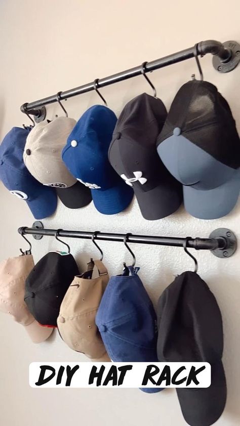 DIY Hat Rack | Hat rack, Home, Diy home improvement Diy Hat Rack, Interior Minimalista, Hat Rack, Diy Hat, Budget Home, Home Diy Decor, Home Diy Projects, Home Organization Hacks, Organizing Ideas