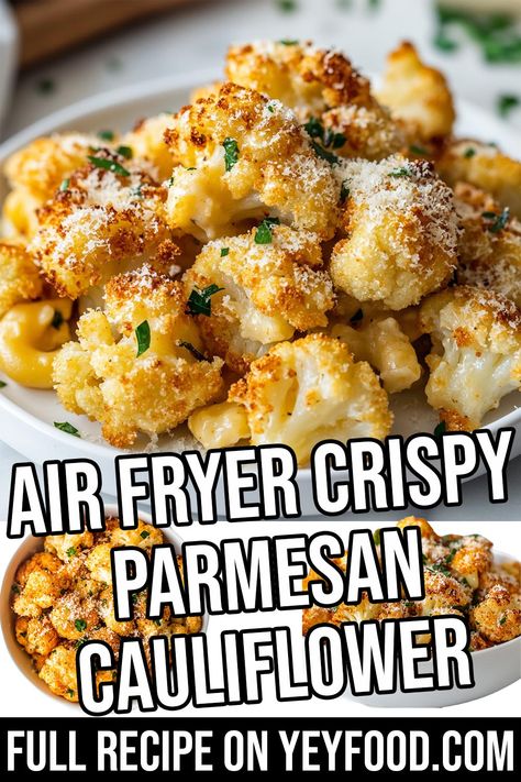 Air Fryer Crispy Parmesan Cauliflower - Yeyfood.com: Recipes, cooking tips, and kitchen hacks for home cooks of all levels Veggie Dishes Air Fryer, Gowise Air Fryer Recipes, Airfryer Vegetable Recipes, Airfryer Broccoli And Cauliflower, Air Fried Veggies Recipes, Air Fryer Cauliflower Easy, Air Fryer Frozen Cauliflower Recipes, Cauliflower Recipes In Air Fryer, Air Fry Vegetables Recipes