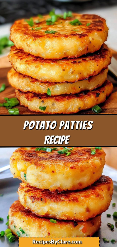 Ingredients:

4 large potatoes, peeled and cubed
1/2 cup grated Parmesan cheese
1/4 cup finely chopped onion
1 large egg
Crispy and golden on the outside, these potato patties have a soft, flavorful center—perfect as a side dish or snack! Potato Paddys, Homemade Potato Patties, Potato Patty Recipe, Cheesy Potato Patties, Parsley Buttered Potatoes, Potato Patties From Mashed Potatoes, Fried Mashed Potato Patties, Potatoes Patties, Potato Patties Recipe