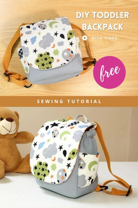 Baby Sewing Tutorials, School Wallpaper, Backpack Pattern Sewing, Quotation Format, Backpack Sewing, Sac Diy, Sewing Machine Projects, Toddler Bag, Diy Backpack