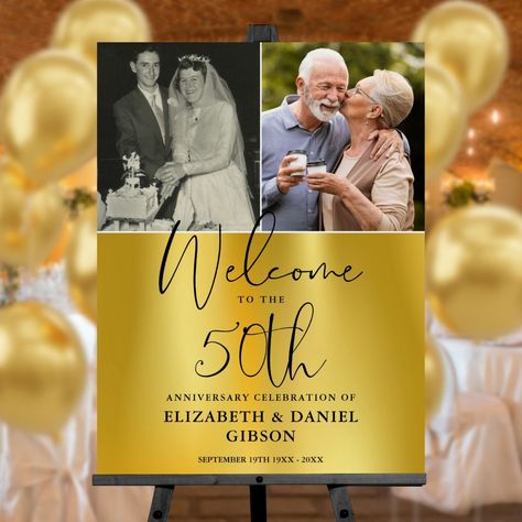 Anniversary Welcome Sign, 50th Year Wedding Anniversary, 50th Wedding Anniversary Decorations, 50th Golden Anniversary, Happy 50th Anniversary, 50 Golden Wedding Anniversary, Wedding Anniversary Decorations, 50th Anniversary Party, 50th Anniversary Celebration