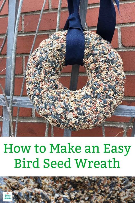 Bird Seed Wreath Recipe, Bird Seed Crafts, Bird Seed Wreath, Birdseed Wreath, Homemade Bird Feeder, Bird Feeder Diy, Seed Craft, Make A Bird, Bird Suet