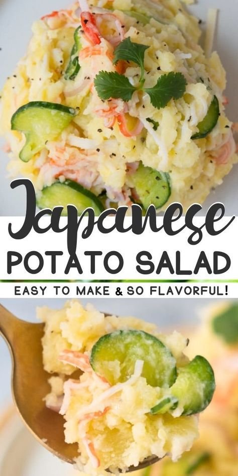 Kewpie Mayo Dishes, Japanese Traditional Recipes, Asian Recipes Appetizer, Recipes With Japanese Mayo, Japanese Avocado Salad, Easy Japanese Side Dishes, Recipes That Use Kewpie Mayo, Japanese Potato Salad Recipe, Asian Potato Salad