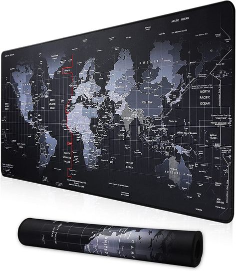 Cmhoo XXL Professional Large Mouse Pad & Computer Game Mouse Mat (35.4x15.7x0.1IN, Map) (90 * 40 Map) Razer Mouse, Gamer Office, World Map Design, Large Mouse Pad, Computer Game, College Gifts, Keyboard And Mouse, Bright Patterns, Gaming Mouse Pad