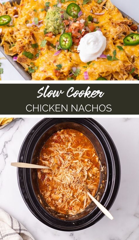 Crockpot Recipes Nachos, Crock Pot Chicken Nachos Recipe, Nacho Meat Crockpot, Chicken Nachos Recipe Crock Pot, Shredded Chicken Nachos Crockpot, Crock Pot Chicken For Nachos, Crockpot Chicken Nacho Dip, Nacho Chicken Crockpot, Chicken For Nachos Slow Cooker