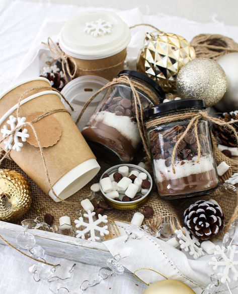 Homemade Hot Chocolate Gift Boxes - Hot Chocolate In A Mug Gift, Hot Cocoa Gift Box Ideas, Hot Chocolate Gift Jar, Hot Cocoa Mix In A Jar Gift, Hot Chocolate Gift Box Ideas Diy, Hot Cocoa Packaging Ideas, Hot Cocoa Kit Gift Diy Christmas, Hot Chocolate Bar Gift Basket, Hot Chocolate Basket Ideas