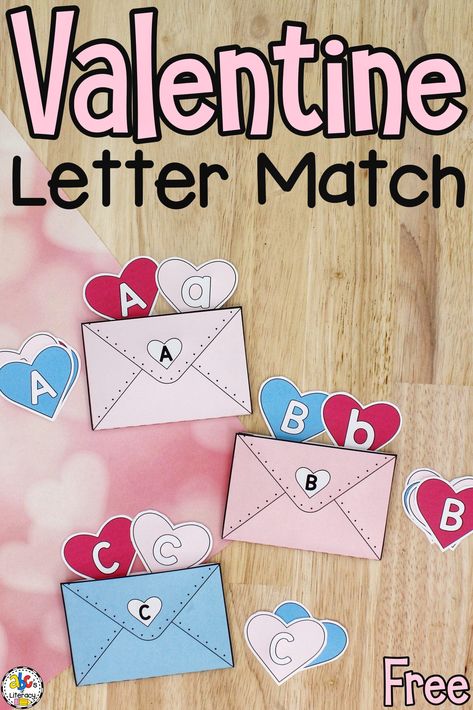 This Valentine Letter Match Activity is a fun, hands-on way for your preschoolers to practice identifying and matching letters! Valentine Literacy Activities, Valentine Letter, Preschool Valentines Activities, Valentines Writing, Letter Matching Activities, Literacy Activities Preschool, Letter Recognition Activities, Valentines Letter, February Crafts