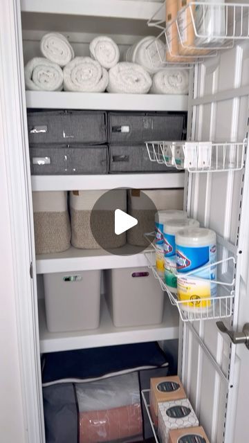 Elnaz Hamai on Instagram: "Amazon Linen Closet Organization!  🔗LIKE THIS POST & COMMENT “LINEN” to receive the link. You can also find the link in my bio under “Linen Closet”.  If your linen closet is small like mine try not to overstuff it for a clutter free space. These over the door organizers are budget friendly and are great storage solution 🥰.   #amazonhome #amazonfinds #linencloset #organizedhome #organizedcloset #founditonamazon #hometips #organizationtips" Farmhouse Linen Closet Organization, Linen Closet Door Organization, Small Living Room Closet Ideas, Master Linen Closet, Linen Closet Storage Ideas Small Spaces, Bath Towel Storage Ideas Linen Closets, Linen Storage In Master Closet, Organizing Linen Closet Ideas, Linen Closet No Door