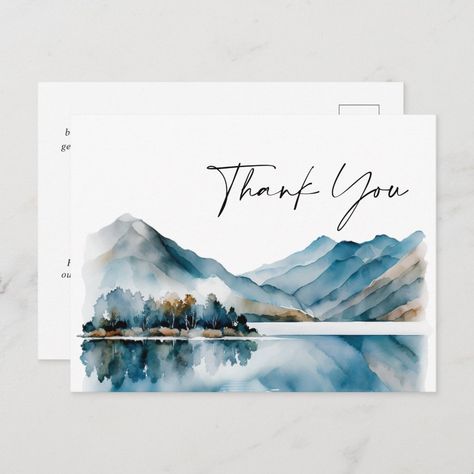 Elegant Watercolor Mountains Thank You QR code Postcard Wedding Qr Code, Wedding Thank You Postcards, Mountains Wedding, Learn Watercolor Painting, Mountains Forest, Watercolor Birthday Cards, Learn Watercolor, Watercolor Birthday, Elegant Watercolor