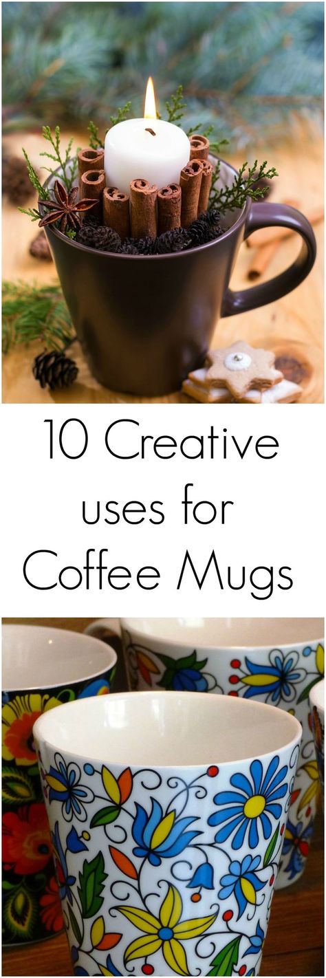 10 Creative Uses for Coffee Mugs When they are Taking Over Your Cabinets! Coffe Mug Cake, Coffee Cup Crafts, Coffee Cup Images, Coffee Mug Crafts, Coffee Cups Diy, Gift Wrapping Station, Mug Crafts, Succulent Garden Diy, Cup Crafts