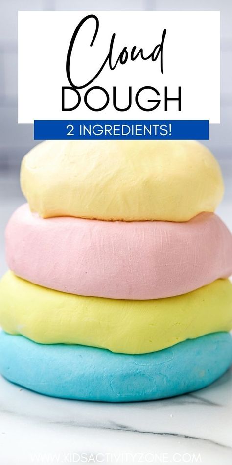 Could Dough Recipe, Flour And Conditioner Dough, Conditioner Cloud Dough, Cloud Craft For Preschool, How To Make Brown Playdough, How To Make Cloud Dough With Flour, Easy Crafts For 3 Year, Cloud Dough With Flour, Science Experiments Kids Preschool Easy