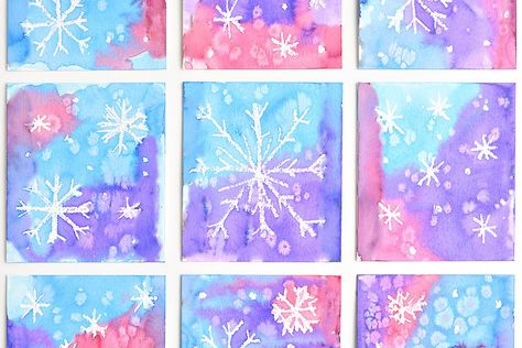 Snöflingor I Papper, Magic Salt, Watercolor Salt, One Little Project, Watercolor Snowflake, Paper Snowflake Template, Snowflake Art, Snowflakes Art, Salt Painting