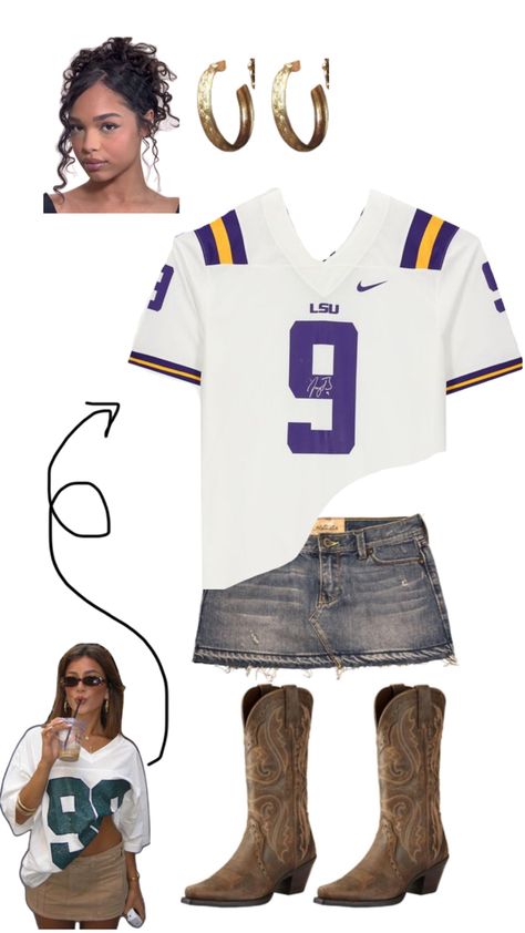 #LSU #Gameday #Tailgate Gameday Outfit Lsu, College Football Game Outfit, Lsu Gameday, Lsu Outfits, Lsu Game, College Gameday Outfits, Tailgate Outfit, Football Game Outfit, College Fits