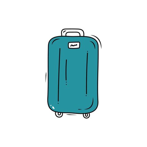 Suitcase on wheels, line, hand drawn doodle style. Suitcase, baggage, travel bag. Suitcase Doodle, Suitcase Drawing, Small Suitcase, Doodle Style, Pretty Pics, Simple Illustration, Cityscape Photos, Logo Banners, Stick Figures