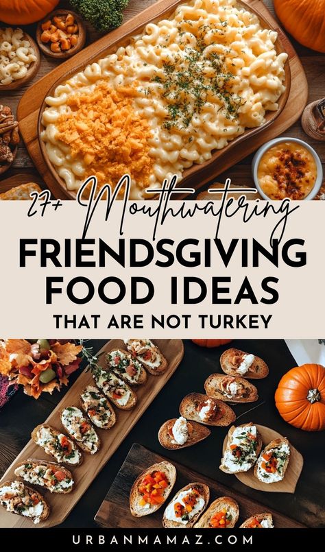 Looking for Friendsgiving food ideas that are not turkey? Check out this ultimate list of 25+ mouthwatering Friendsgiving food ideas that are not turkey. Thanks Giving Party Food Ideas, Ideas For Friendsgiving Dinner, Thanks Giving Food List, Friends Giving Menu Ideas, Friends Giving Dishes, Friendsgiving Dinner Recipes, Friendsgiving Dinner Menu Ideas, Friends Giving Food List, Dishes To Bring To Friendsgiving