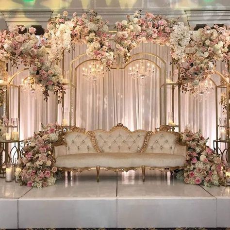 Baraat Stage, Sims Wedding, Asian Wedding Decor, Engagement Stage Decoration, Nikah Decor, Reception Stage Decor, Wedding Stage Backdrop, Wedding Hall Decorations, Wedding Stage Decor