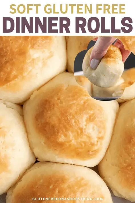 Bake up these gluten-free dinner rolls, and you'll have the family running to the table. These soft and squishy gf yeast rolls really are so easy to make! Gluten Free Bread Substitutes, Gluten Free Dinner Roll Recipe, Tteokbokki Gluten Free, Yummy Gluten Free Recipes, Homemade Gf Rolls, Momma Knows Gluten Free, Homemade Bread Gluten Free, Gluten Free Runza Recipe, Pillsbury Gluten Free Flour Recipes