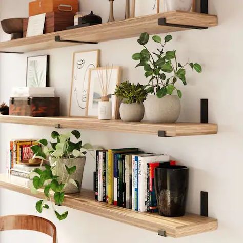 Search for Floating Shelves | Discover our Best Deals at Bed Bath & Beyond Shelf Decor Living Room, Floating Bookshelves, Wooden Home Decor, Wooden Home, Inspire Me Home Decor, Room Shelves, Living Room Shelves, Decoration Inspiration, Maple Leafs