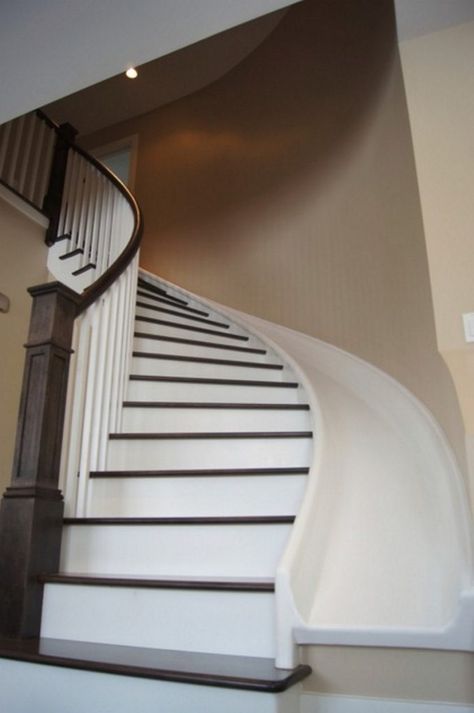 Awesome Stairs with Slides Staircase Slide, Staircase Contemporary, Stair Slide, Contemporary Staircase, Indoor Slides, Interior Design Per La Casa, Stair Case, Indoor Design, Metal Building Homes