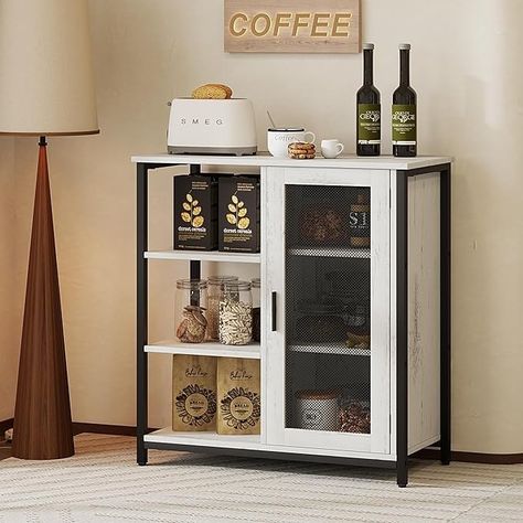 Amazon.com: jajov 27.5'' Coffee bar Cabinet with Storage, Small Corner Coffee Stand Station for Kitchen, Farmhouse Dining Hutch Cabinet, Multipurpose Side Console Table (White) : Home & Kitchen Movable Coffee Bar, Small Counter Coffee Station, Office Beverage Station, Coffee Corner Ideas Small Spaces Counter Tops, Coffee Bar Small Space, Small Kitchen Counter Space, Coffee Bar Ideas For Small Spaces, Home Office Coffee Station, Movie Room Snack Bar