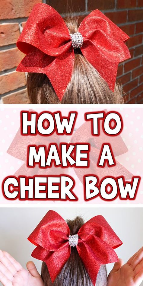 Cheer Bow Diy, Diy Cheer Bows, Make Cheer Bows, Cheer Bows Diy, Cheer Hair Bows, Bow Diy, Cheerleading Bows, Big Hair Bows, Cheer Hair