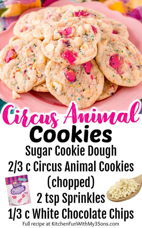 Frosted Animal Cracker Cookies, Clown Desserts, Desert Hacks, Carnival Desserts, Cookies To Sell, Birthday Party Recipes, Animal Cookies Recipe, Circus Animal Cookies, Cookies Soft And Chewy