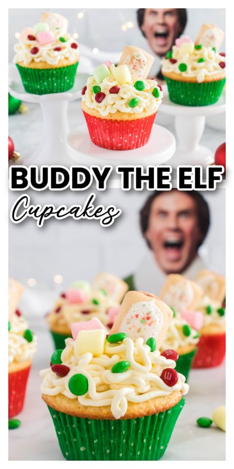 Elf Themed Party Food, Elf Sleepover Ideas, Christmas Movie Treats, Buddy Elf, Elf Themed Food, Buddy The Elf Cake Ideas, Buddy The Elf Cake, Elf Movie Food Ideas, Elf Themed Dinner