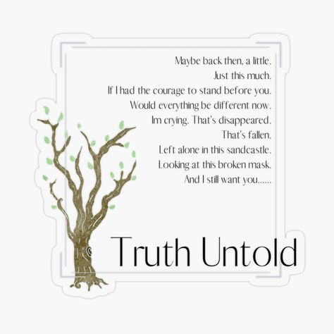 Get my art printed on awesome products. Support me at Redbubble #RBandME: https://www.redbubble.com/i/sticker/The-truth-untold-by-Rika16/49558583.O9UDB?asc=u The Truth Untold Lyrics Wallpaper, Truth Untold, The Truth Untold Lyrics, Jungkook Truth Untold, Still With You Sticker, Still With U Jungkook Lyrics, Standing Next To You Jungkook Lyrics, Decalcomania Jungkook Lyrics, I Still Want You