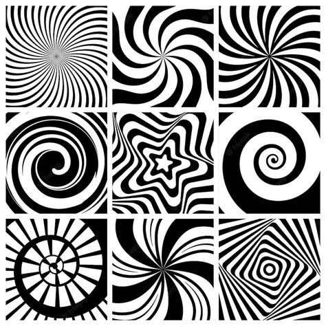 Premium Vector | Hypnotic background. circular swirl wallpaper spiral twist round shapes geometric abstract lines collection. Circle Pattern Art, Optical Illusions Art Circle, Line And Circle Art, Spiral Shape Design, Circle Pattern Design Ideas, Spiral Geometric Pattern, Circle Shapes Design, Spiral Line Art, Spiral Abstract Art