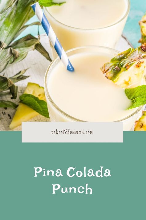 Non Alcoholic Pina Colada Punch, Punch Recipes Non Alcoholic Pina Colada, Punch Recipes Non Alcoholic For Large Crowd, Pina Colada Punch With Alcohol, Pitcher Pina Colada Recipe, Hawaiian Drinks Non Alcoholic Luau Party, Big Batch Pina Colada Recipe, Nurse Themed Alcoholic Drinks, Luau Punch Recipes Non Alcoholic