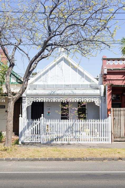 Victorian Homes Exterior, Melbourne Architecture, Melbourne Home, Black Grout, Victorian Terrace House, Square Tiles, Melbourne House, Huge Windows, Victorian Terrace