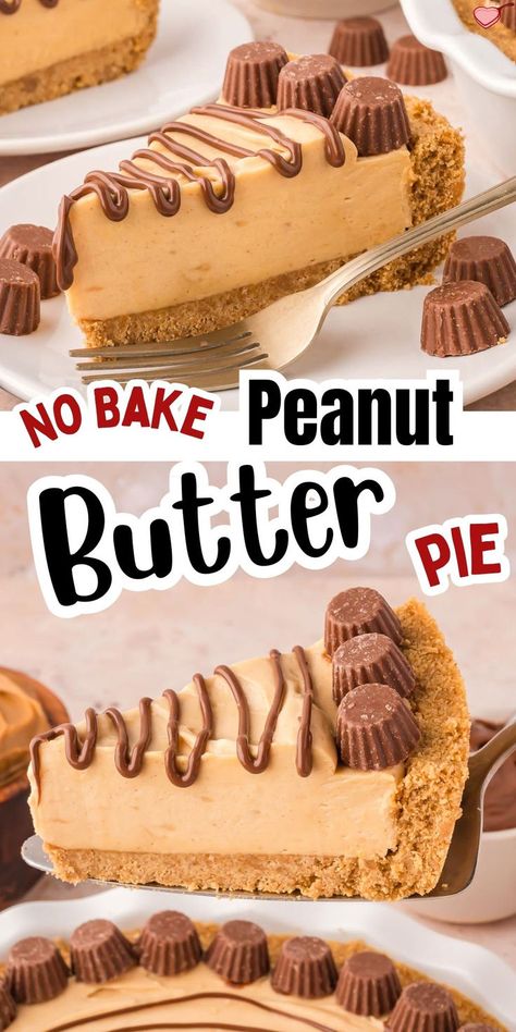 Looking for an easy, no-bake dessert? This creamy Peanut Butter Pie is a perfect treat for peanut butter lovers! Made with simple ingredients, it’s quick to whip up and ideal for any occasion. Click to get the recipe and start making this delicious dessert today! #PeanutButterPie #NoBakeDessert #EasyRecipes #QuickDesserts #PeanutButterLovers #PieRecipe Pie Recipes Peanut Butter, Individual Peanut Butter Pies, Peanut Butter Fluff Pie, Recess Pie, Easy Peanut Butter Pie Recipe, Peanut Butter Pie With Pudding, Reese Dessert Recipes Easy, Simple Peanut Butter Pie, Pb Pie No Bake