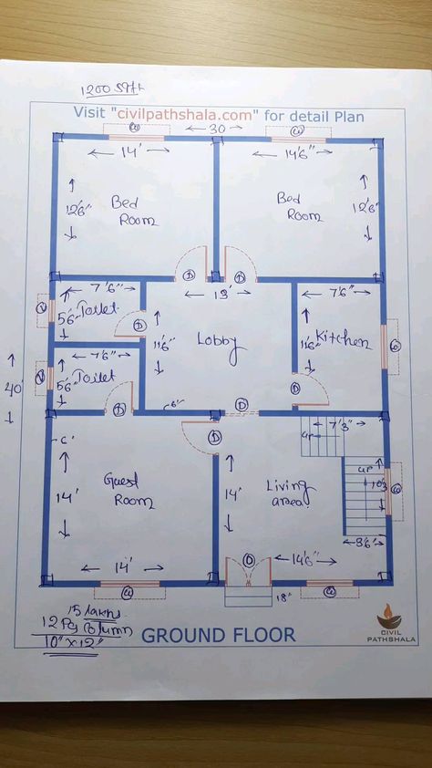 30x40 sq ft Indian House Plan 🏠 | House Design ~ ~ ~ ~ ~ ~ ~ ~ ~ ~ ~ ~ ~ ~ ~ #civilpathshala #civilengineering #floorplans #2dplan… | Instagram 40×40 House Plans, Indian House Designs, Home Map Design, 30x50 House Plans, Mosque Design Islamic Architecture, Drawing House Plans, 30x40 House Plans, Drawing House, Vastu House