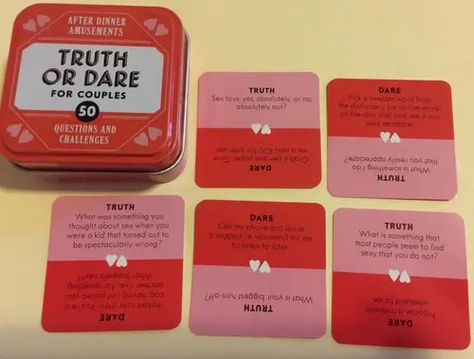 24 Gifts To Help You Bond With Your Family Dare For Couples, Dares For Couples, Game For Couples, Valentine Party Game, 50 Questions, Dare Games, Truth Or Dare Questions, Dare Questions, Truth And Dare