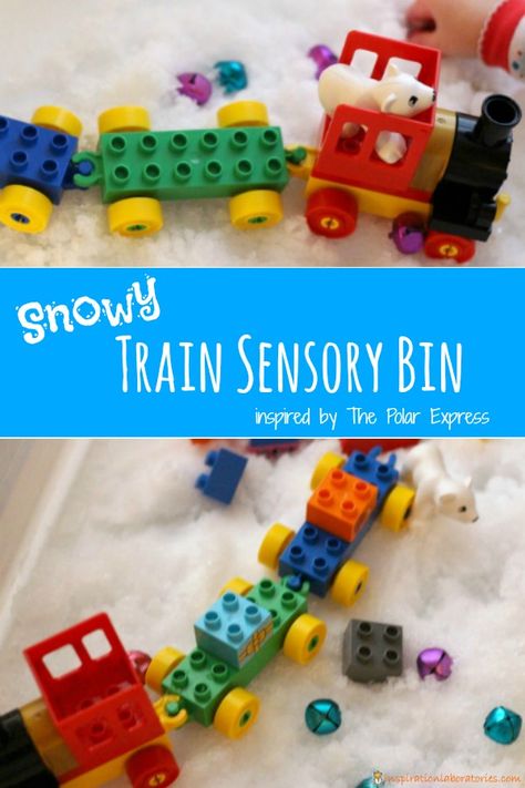 Polar Express Activities For Toddlers, Train Sensory Bin, Polar Express Activities Preschool, Polar Express Lesson Plans, History Detective, Polar Express Crafts, Prek Sensory, Make Your Own Snow, Polar Express Activities