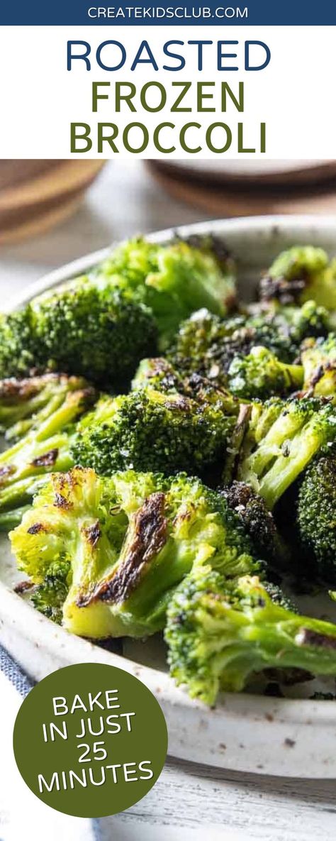 Roasted frozen broccoli turns a bag of frozen broccoli into crispy and delicious broccoli that kids love! Frozen broccoli is baked at 450° and flipped halfway through. The end result is just as good as roasted fresh broccoli! The answer to how to make broccoli taste good is written right in this recipe! Kids and parents alike will love every bite of this frozen broccoli recipe. Broccoli in the oven can be served plain or seasoned to your preference. Make Broccoli Taste Good, Roasted Frozen Broccoli, Broccoli In The Oven, Frozen Broccoli Recipes, Roast Frozen Broccoli, Cooking Avocado, Recipe Broccoli, Delicious Broccoli, How To Make Broccoli