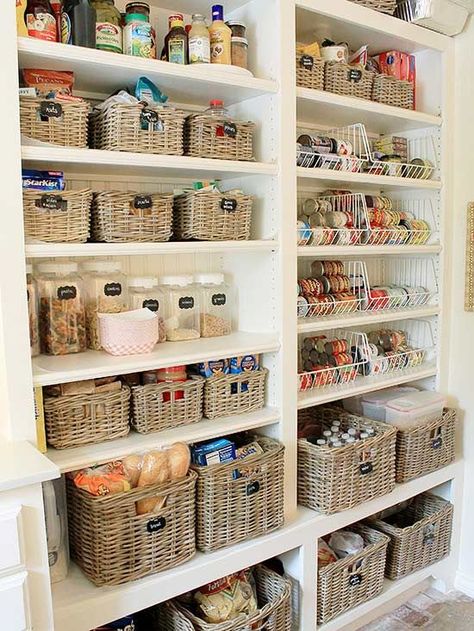 Rethink the way you store your food in your pantry. These super organized, color-coded and food zone pantries give us major organization envy! Pick up a few tips from the best around. Kitchen Nightmares, Perfect Pantry, Organized Pantry, Pantry Organisation, Desain Pantry, Pantry Organizers, Pantry Shelving, Pantry Ideas, Diy Kitchen Storage